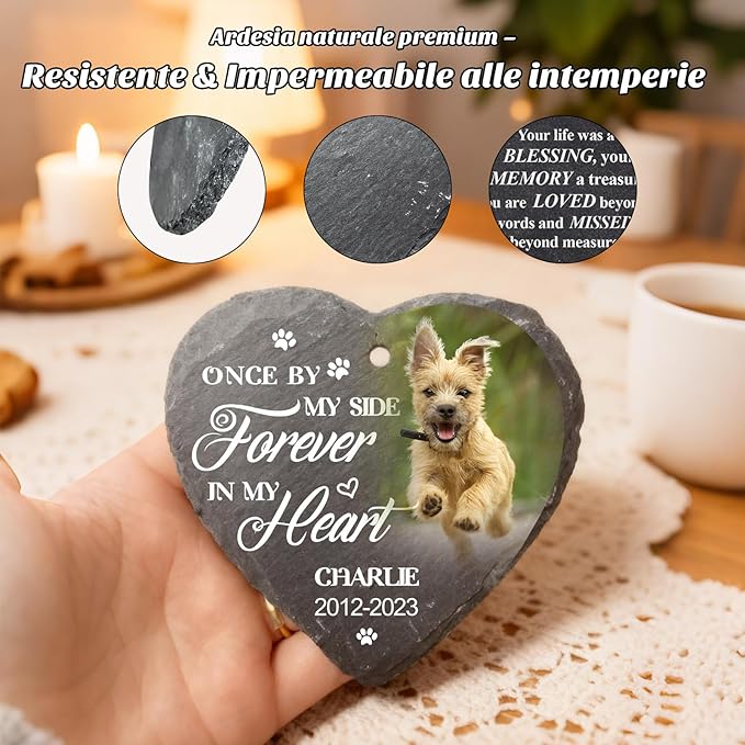 Engraved Pet Memorial Garden Stone with Stake, Custom Dog/Cat Loss Gift, Honor Your Beloved Pet, Personalized Outdoor Remembrance Gifts