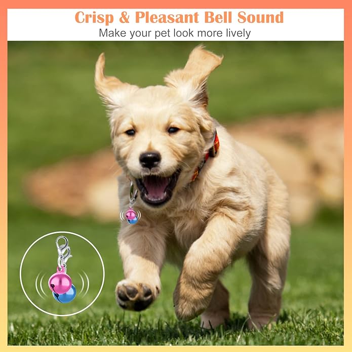 10PCS Dog Cat Bell for Collar with Loud Crisp Sound - Small Pet Collar Bells Made of Sturdy Metal - Pet Bell Gifts Dog Cat Collar Charms in Random Color - Jingle Bell for Christmas Decoration