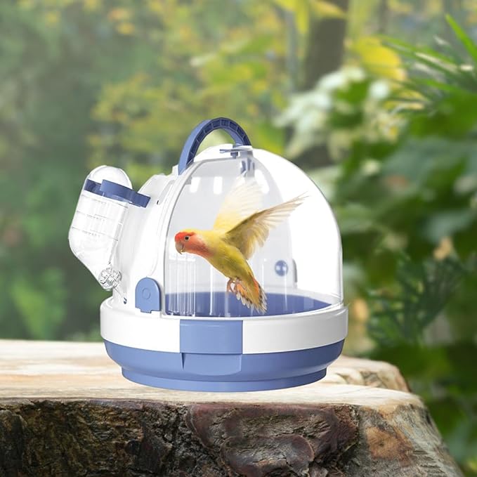 Gralara Parrot Travel Cage Bird Cage,Breathable,Portable,Hamster Carrier Cage,Small Animal Carry Case for Lovebirds Hedgehog Travel, Blue