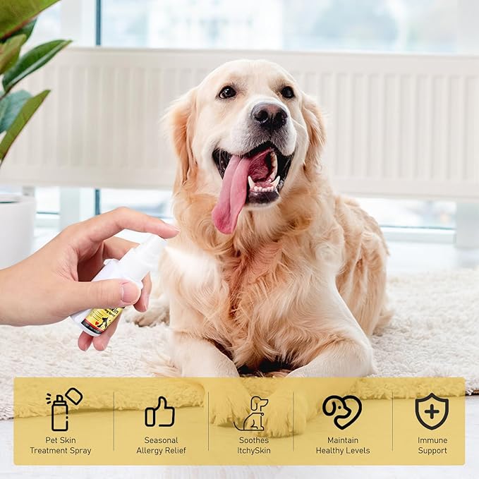 Wanban 2pc Pet Skin Treatment Spray for Dogs and Cats - Nature Soothing Solution for Itchy Skin, Reduces Scratching - Cat Itchy Skin Treatment