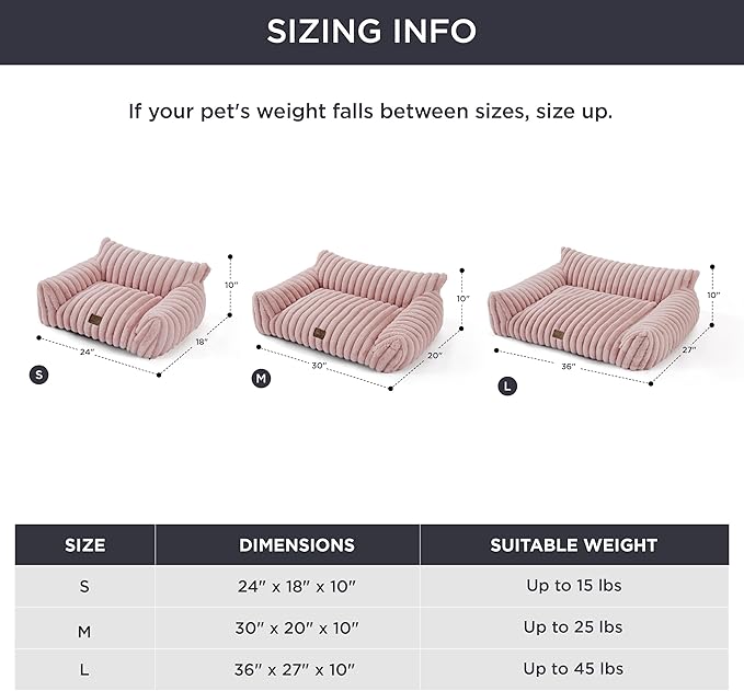 Bedsure ComfyFleece Cute Cat Couch for Pets - Fluffy Cat Sofa with Premium Soft Corduroy Fleece, Fuzzy Pet Couch Bed with Washable Cover, Supportive Chair for Indoor Cats, 24inch, Blush Pink