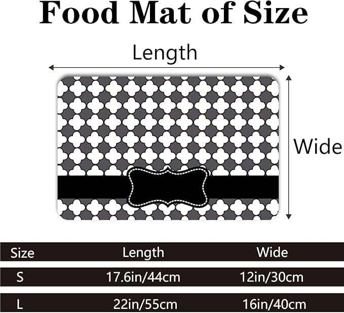 Personalized Dog Cat Food Mat PU Non-Slip at The Bottom Dog Bowl Mat Dog Mat for Food and Water Custom Pet Dog Food Mats for Floors Waterproof (Dot)