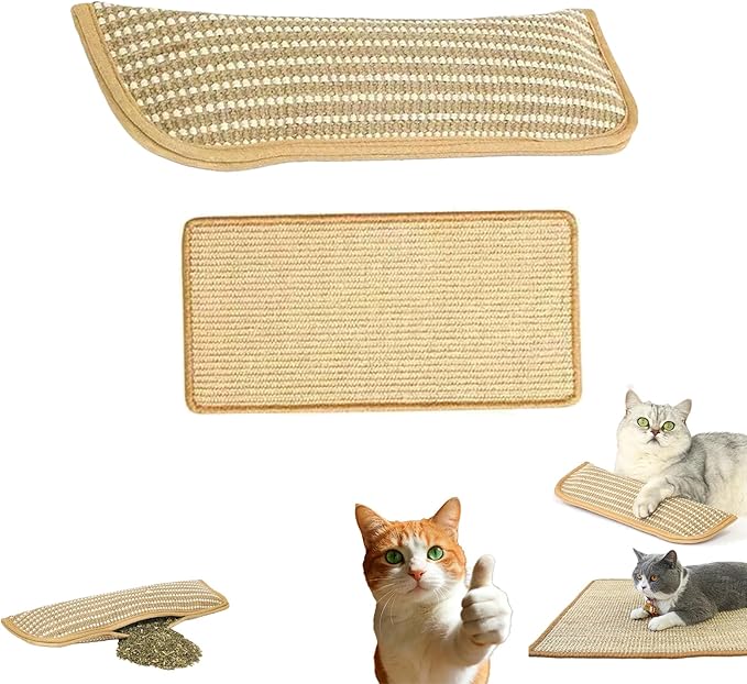Interactive Catnip Chew Toy, Interactive Catnip Pillow with Soft Sisal Pad for Cats, Bite Resistant Kitten Teething Toys (Large,Mint Pillow + Pad)