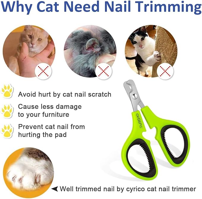 OneCut Pet Nail Clippers, Update Version Cat & Kitten Claw Nail Clippers for Trimming, Professional Pet Nail Clippers Best for a Cat, Puppy,Rabbit, Kitten & Small Dog,Sharp & Safe (Green)