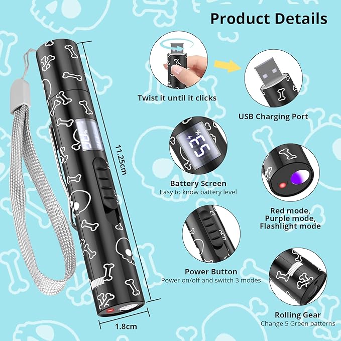 Waputne Interactive Cat Toys with 7 Adjustable Mode, Battery Level Display Screen,USB Rechargeable & Portable – Cat Toy for Indoor Cats,Training & Exercise Fun