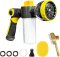 Dog Washing Hose Attachment, 10-in-1 Soap Sprayer Moden Garden Hose Nozzle with 100cc Soap Dispenser, Dog Wash Supplies with Dog Bath Brush & Pet Comb, Foam Gun Car Wash Sprayer (Yellow)