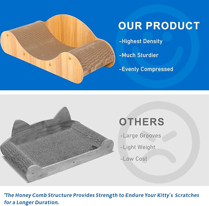 Simple Deluxe Cat Scratcher Cardboard Bed, Scratch Lounger for Scratching &Sleeping, 23.6“ Scratching Board Furniture Protector, Curved