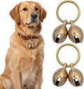 Jeffdad 2Pcs Copper Bell for Dog Collar, Brass Dog Bells Extra Loud Collar Bell for Pet Tracking Anti Lost Training Pets Pendant Accessories for Little Dogs & Cats
