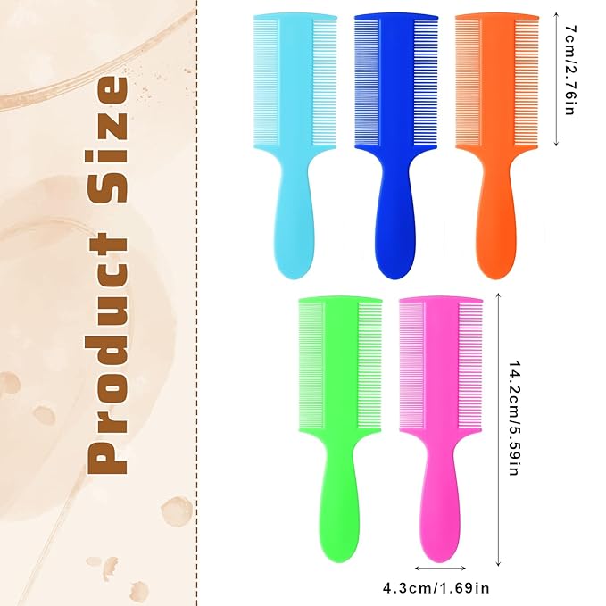 10Pcs Lice Combs Double Sided Fine Teeth Comb Plastic Head Nit Hair Combs for Newborn Babies Adults Dogs Kitten Dandruff Removal (5 Colors)