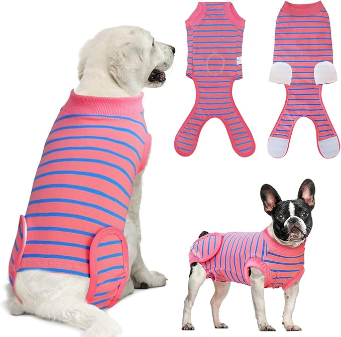 Dog Surgery Recovery Suit, Recovery Shirt for Male Female Dog Cats, Cone E-Collar Alternative Abdominal Wounds Spay Bandages Onesie, Anti-Licking Pet Surgical Recovery Suit,Pink X-Large