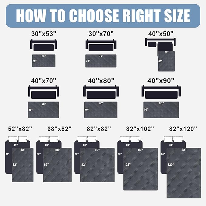 Smiry Waterproof Dog Bed Cover Blanket 30x53, Soft Reversible Pet Blanket, Washable Leakproof Cats Dogs Couch Cover for Sofa, Couch, Furniture, Dark Grey/Dark Grey