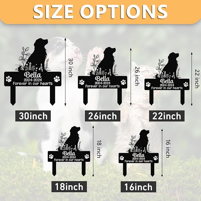 Personalized Pet Graves Marker Dog, Custom Pet Headstone, Waterproof Memorial Plaques for Outdoor, Pet Cemetery Markers Yard Decor, Memorial Garden Stakes, Dog Memorial Gifts for Loss of Dog Color06