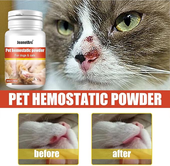 Styptic Powder for Dogs, Quick Stop Bleeding for Dogs Nails, Minor Cuts, Scratches, Blood Stop Powder with Herbal Support, Gentle & Sting-Free, 50g