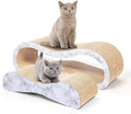 Simple Delxue 2 in 1 Cat Scratcher Cardboard Lounge Bed, Cat Scratching Post, Durable Board Pads Prevents Furniture Damage,Large,Marble White
