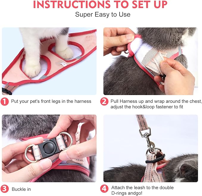 Cat Harness and Leash Set, Soft and Breathable Vest with Reflective Strip, Escape Proof Kitten Harness, Easy to Wear for Cats Walking and Traveling (Green, S)