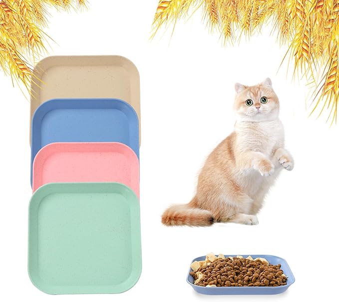 Whisker Fatigue Cat Bowls, 6 Inch Shallow Cat Food Bowl, Wide Pet Dishes for Indoor Cats Kittens and Short Legged Cats (4Pcs)