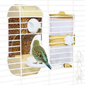 Automatic Bird Feeder Waterer Kit Bird Cage Hanging Waterer Parakeet Leak-Proof Feeder Parrot Vegetable Clips Cage Accessories for Budgies Lovebirds Finches Canaries Parrotlets Conures (Yellow)