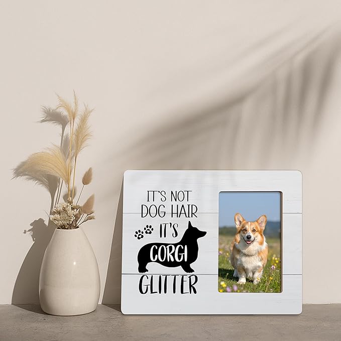 Corgi Dog Picture Frame, Gifts for Corgi Lovers, It's Not Dog Hair, It's Corgi Glitter Frames Fits 4x6 Photo