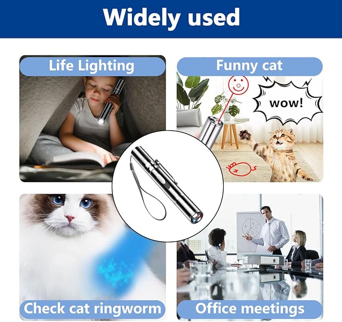 Rumcut Laser Pointer Cat Toys, Cat Laser Pointer Toy with Three Light Modes, Five Adjustable Patterns,USB Portable Charging, Interactive cat Toy Multifunctional and Portable(2Pcs)