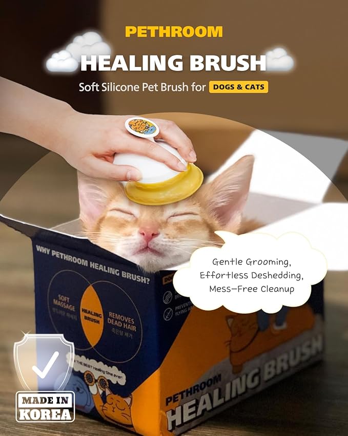PETHROOM Cat Brush for Shedding Cats,Dogs, Kitten | Gentle Deshedding & Grooming Tool for Short or Long Hair | Safe Massage Brush for Sensitive Skin | Sturdy, Durable, and Portable