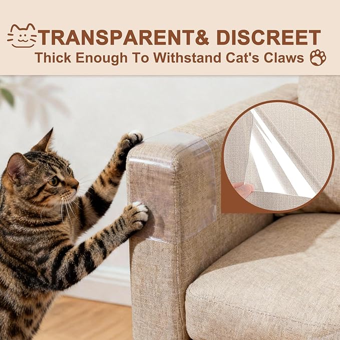 Anti Cat Scratch Furniture Protector, Transparent Sofa Guard Shield, Single Sided Sticky Tape, Gray, 196.85x11.81 Inches, 1 Pack