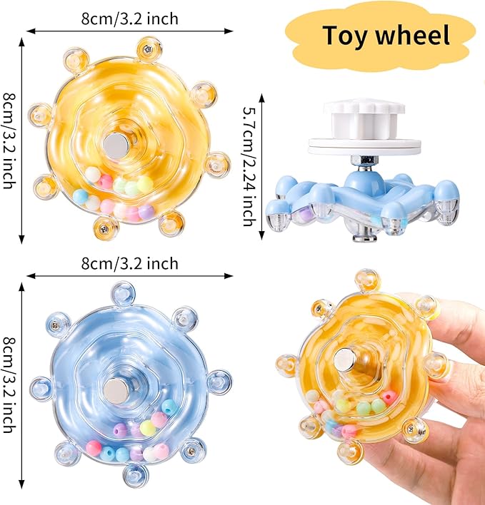 Lyreh 2pcs Bird Toys for Parakeets, Colorful Parrot Toys Spinner Wheel, Fun Interactive Spinning Rattle, Cockatiel Conure Small Bird Cage Accessories for Chewing Exercise Rotate Entertainment