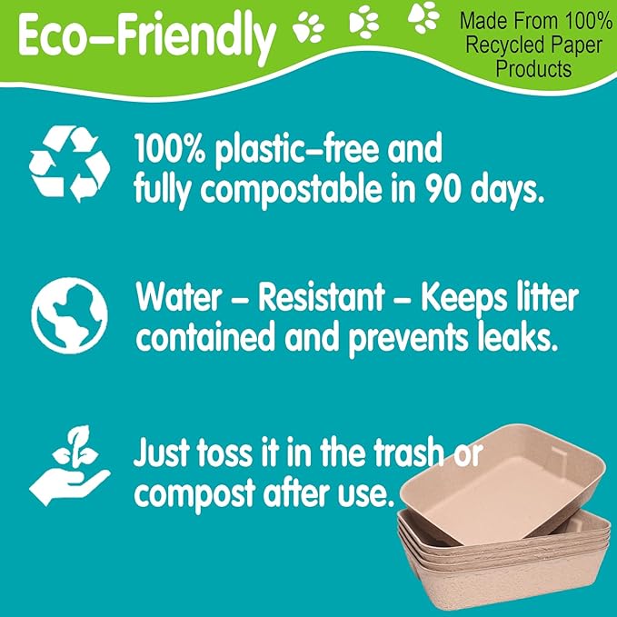 15 Pack Disposable Cat Litter Box, Travel Litter Box,Eco Friendly 100% Recycled Paper
