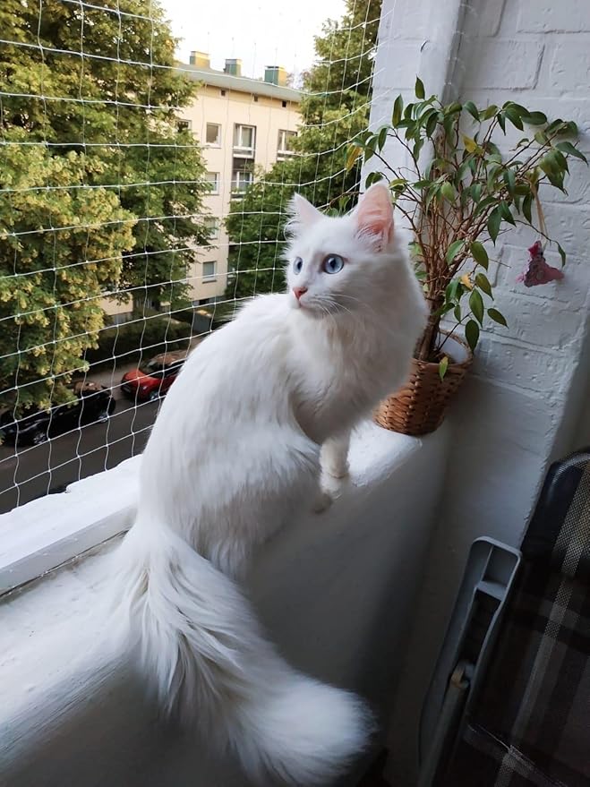 Cat Balcony Netting 10 * 33ft Cat Anti-Fall Netting Duralble Nylon Balcony Screen for Pets Pet Safty Netting for Balcony, Windows and Patio