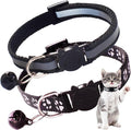 2 Pack Breakaway Cat Collar with Bells, Claw Print Reflective Kitten Collars Safety Buckle Adjustable for Girl and Boy Kitty Pets, Black