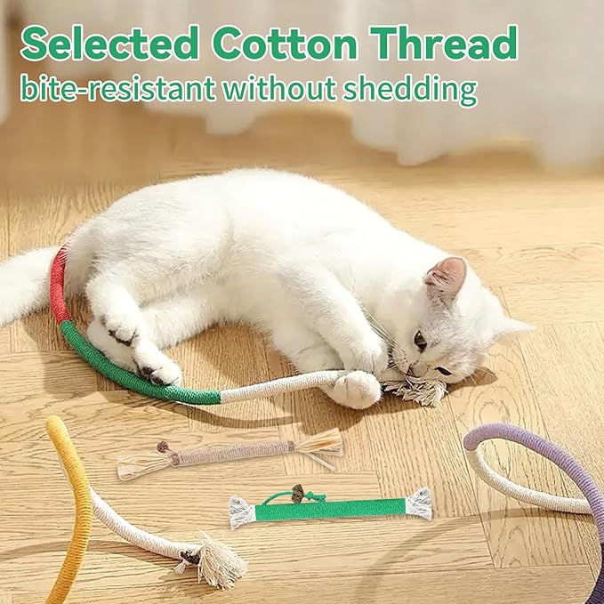 Cat Toys Cat Chew Toys, 8Pack cat Toys for Indoor Cats, cat Toys Interactive, Dental Care Chew Ropes with Cotton String, Fun Chew Sticks for Indoor Cats Playtime (8PCS)