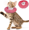 Cat Cones to Stop Licking, Adjustable Neck Soft Elizabethan Collar After Surgery, Comfortable & Lightweight Cute Kitten Donut Collar for Head/Foot Wounds Recovery, Pink Small