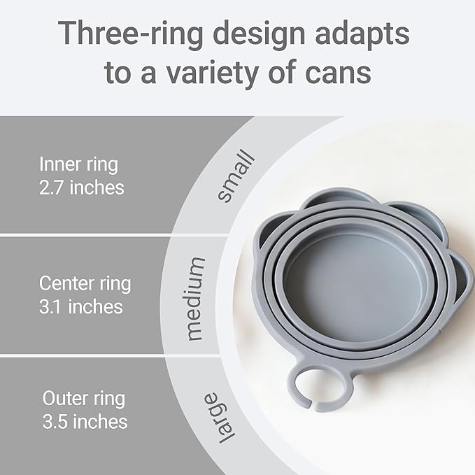Pet Food Can Lids And Spoon,3 Pack Pet Food Can Covers, One Fit 3 Standard Size Cans,For Dog And Cat Food Cans,Grey