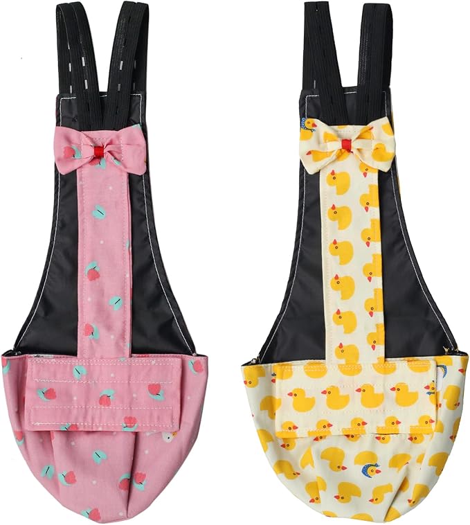 BestParts 2pcs Adjustable Diaper Waterproof Reusable Diapers, Cloth Diaper Wearable Poultry for Farm Pet Goose, Duck, Chicken, Button Adjustable Version (Pink + Yellow, L(3.31-8.82pounds), 1, Count)
