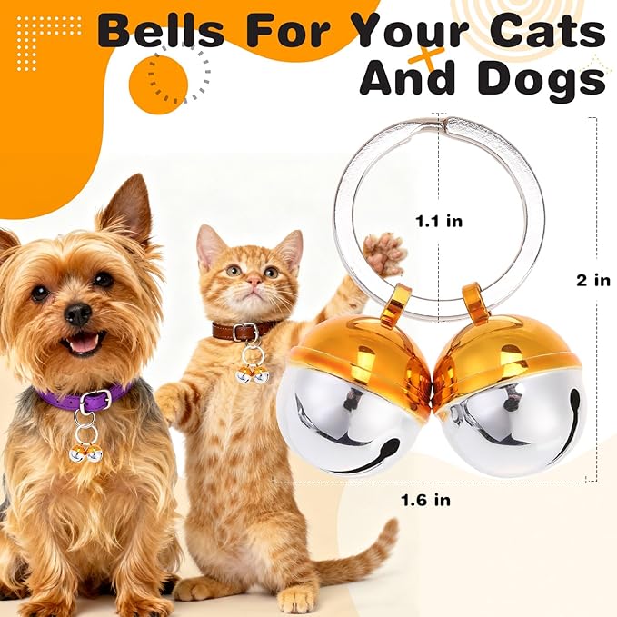 EXPAWLORER Pet Bells for Cat Collar - Extra Loud Dog Cat Collar Accessories Bells, Color Blocking Pet Jingle Ornament Training Pendant Neck Decoration, Tracker for Saving Birds, Silver 1 Pack