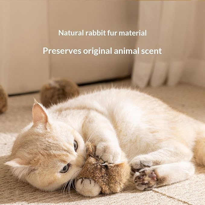 Rabbit Fur Ball Cat Toy, Soft and Comfortable, Durable and Scratch-Resistant, Won't Hurt Claws or Teeth, Self-Entertainment and Entertainment, Interactive Cat Toy (12 PCS)