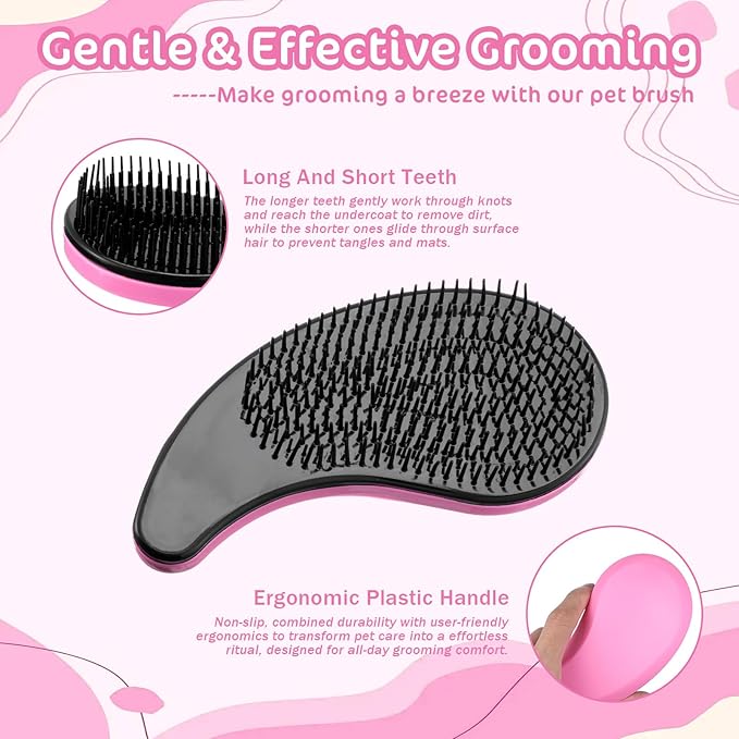 Small Dogs Brush Puppy Hair Brush Soft Pet Massaging Grooming Brushes Gentle Hair Remover for Teddy Yorkies Maltese Shih Tzu Chihuahua Maltipoos Small Breeds Cat Animals Wet or Dry Fur (pink)