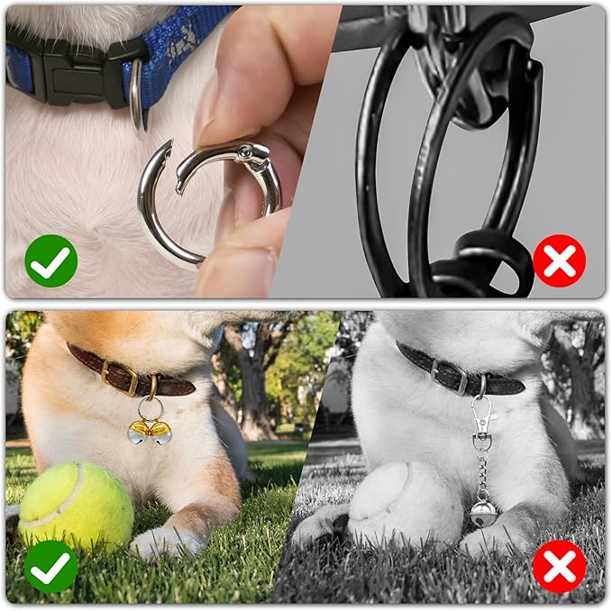 Bells for Dog Collars with Easy Clip Clasps, Suitable for Medium to Large Dogs, Extra Loud Pet Tracker, Durable Collar Charms (Gold & Silver, 2 Pack)