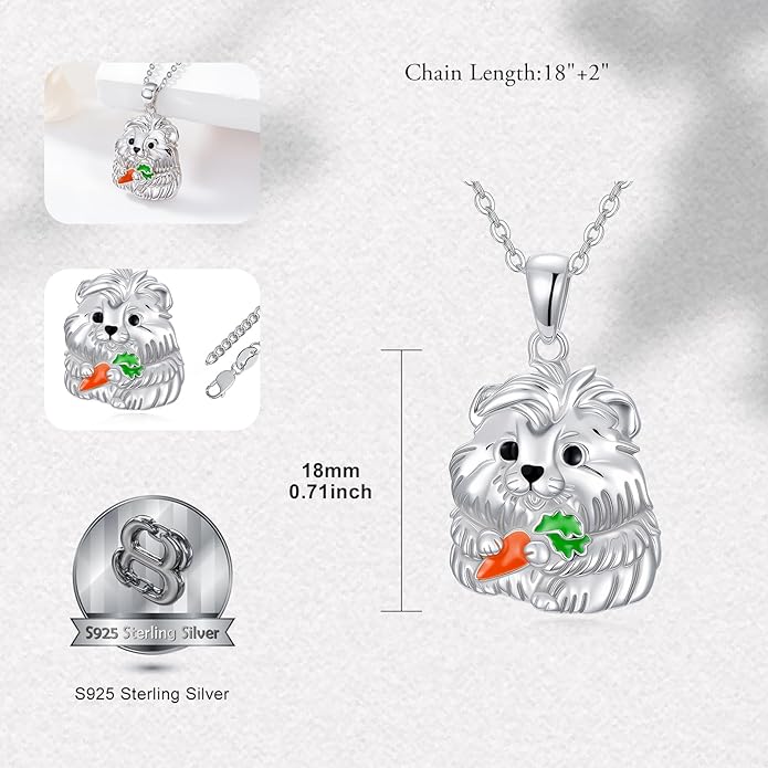 Guinea Pig/Raccoon/Butterfly/Panda/Hummingbird/Giraffe/Rabbit Necklace 925 Sterling Silver Animal Pendant Jewelry Gift for Women Mom