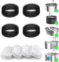 Wonder Creature 8 Pack Cat Water Fountain Filter Replacement, 4+4/8+8/12+12/16+16 Pack for Stainless Steel Cat Water Fountain 2L/67oz and 3.2L/108oz, 4 Carbon Filters & 4 Pre-Filter Sponges
