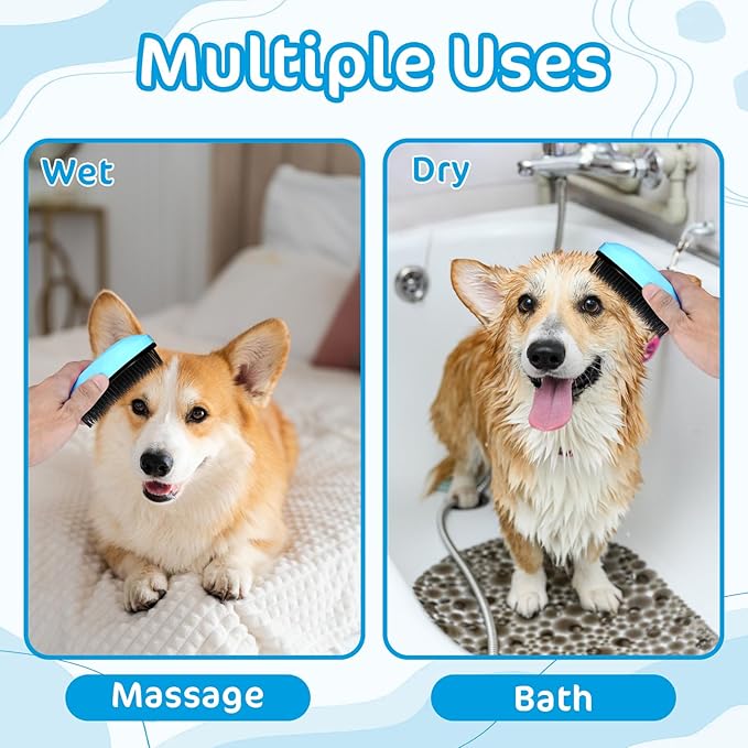 Small Dogs Brush Puppy Hair Brush Soft Pet Massaging Grooming Brushes Gentle Hair Remover for Teddy Yorkies Maltese Shih Tzu Chihuahua Maltipoos Small Breeds Cat Animals Wet or Dry Fur (blue)