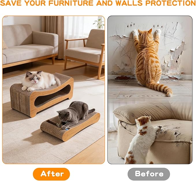 2 in 1 Cat Scratcher,Cat Scratch Pad,Cat Scratching Board with Toy Ball,Cat Scratchers for Indoor Cats and Furniture Protector,Durable and Extra Wide Suitable for Kittens and Big Cats.
