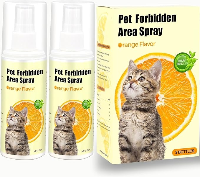 Cat Deterrent Spray – Anti-Scratch Cat Spray 100% Natural, Plant-Based Formula to Stop Scratching, Chewing & Urine Spraying – Indoor Use Safe for Furniture, Pets & Kids – 6.76 oz (Orange)