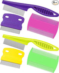 6 Pieces Pet Flea Lice Combs Dog Grooming Flea Cat Tear Stain Comb for Removal Dandruff, Hair Stain, Nit(Pink, Green, Purple, Yellow)
