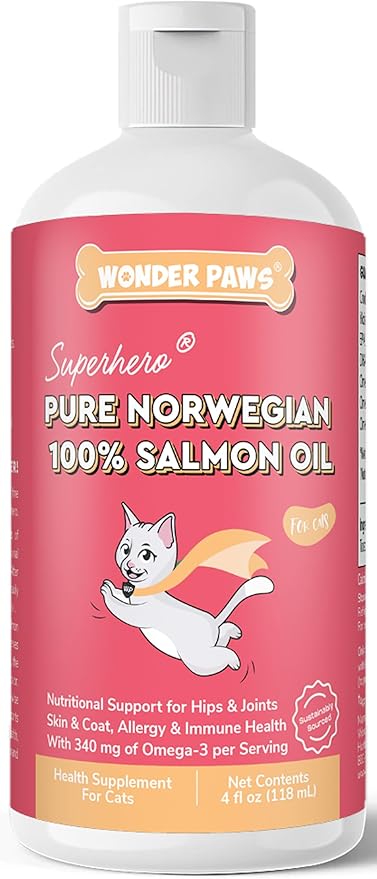 Premium Salmon Oil for Cats – Pure Norwegian Salmon Oil High in Omega 3 EPA & DHA -Powerful Fish Oil for Cats Skin & Coat, Hip & Joints, Allergies & Immunity – Omega 3 Fish Oil - 4oz Liquid