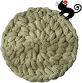 Cat Self-Warming Knitted Bed Mat, Extra-Soft Warm Round Washable Pads Cushions for Indoor Kittens & Kitty Small Pets Cat Trees (Green,Medium)