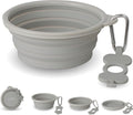 Bonza Collapsible Dog Bowls - Medium 25 oz, Dog Travel Accessories, Silicone Portable Dogs Bowl & Water Dish with Reinforced Rim & Carabiner for Hiking, Camping, and Car Trips, Light Gray