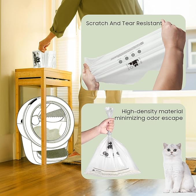 40 Pack Cat Litter Box Robot 5/4/3 Waste Bags, Automatic Litter Box Liners Bags, Tear-free, Sensor-compatible, 9-11 Gallon Capacity