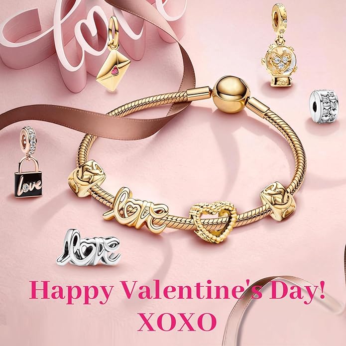 S925 Silver 14K Gold Plated Charm for Pandora Bracelet Necklace Women, Jewelry Gift, Valentines Mothers Day Christmas Birthday Anniversary, Mom Daughter Auntie Grandma Friend Wife Girlfriend