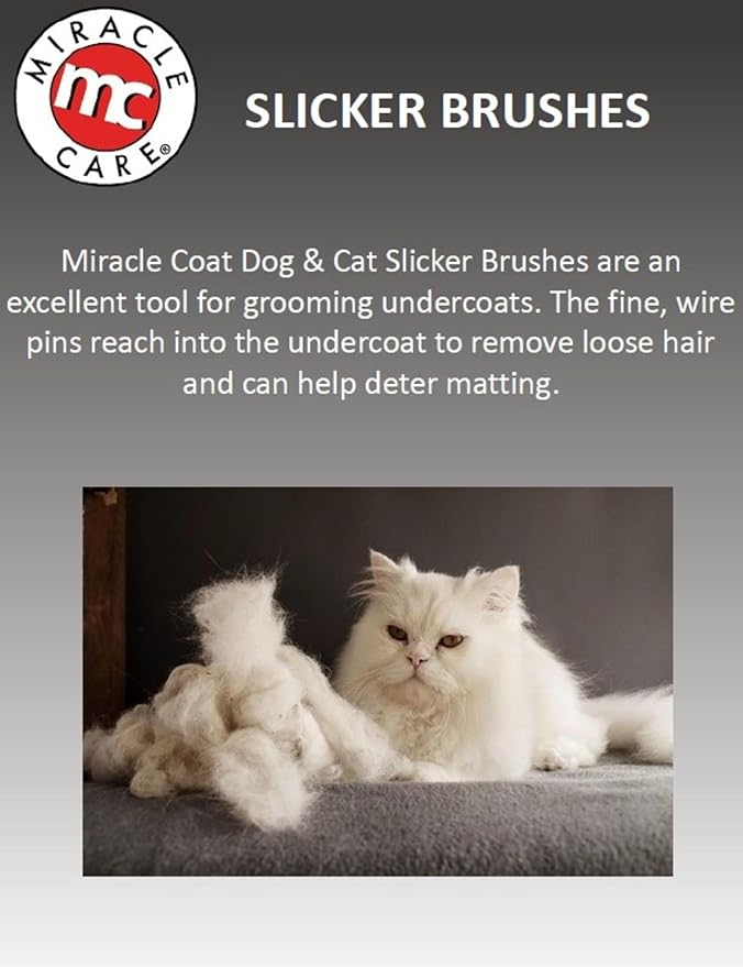 Miracle Care Slicker Brush for Cats, Pet Hair Brush for Shedding, Removes Loose Undercoat, Ergonomic Handle, Smaller Head for Cats