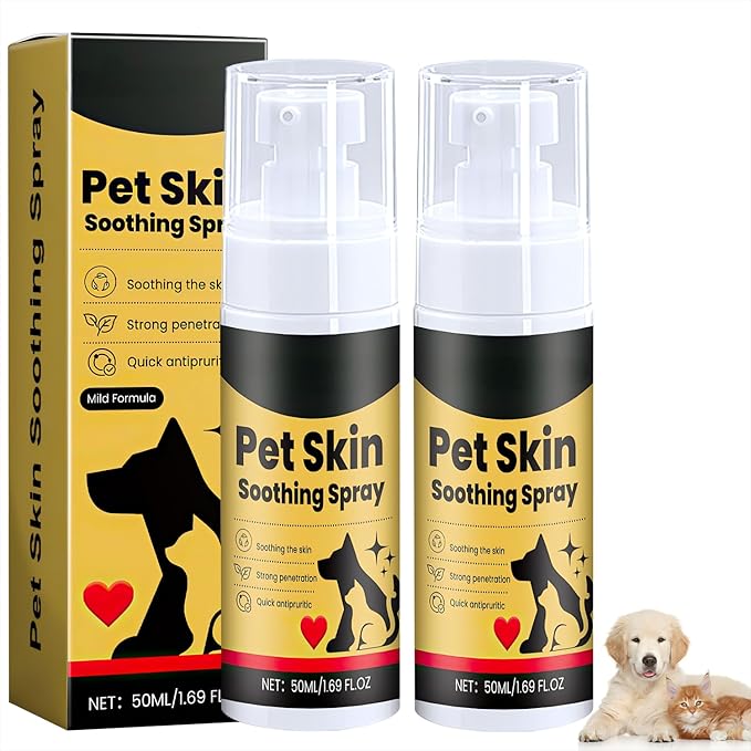 Wanban 2pc Pet Skin Treatment Spray for Dogs and Cats - Nature Soothing Solution for Itchy Skin, Reduces Scratching - Cat Itchy Skin Treatment